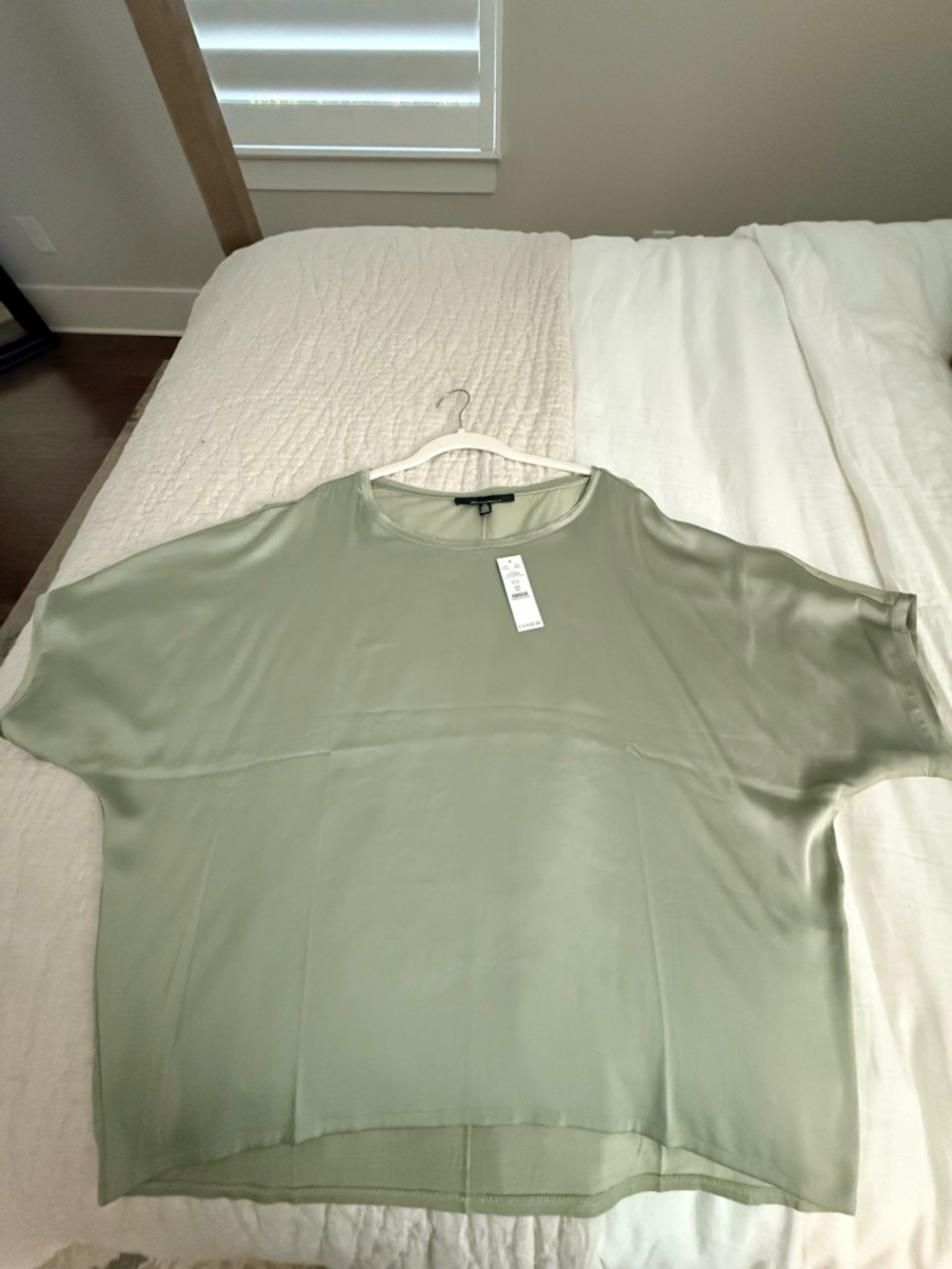 White House Black Market Soft Sage Satin Dolman Tunic